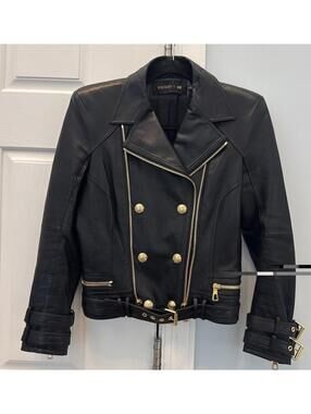 BALMAIN X H&M RIDER LEATHER JACKET SIZE 36 EU 40